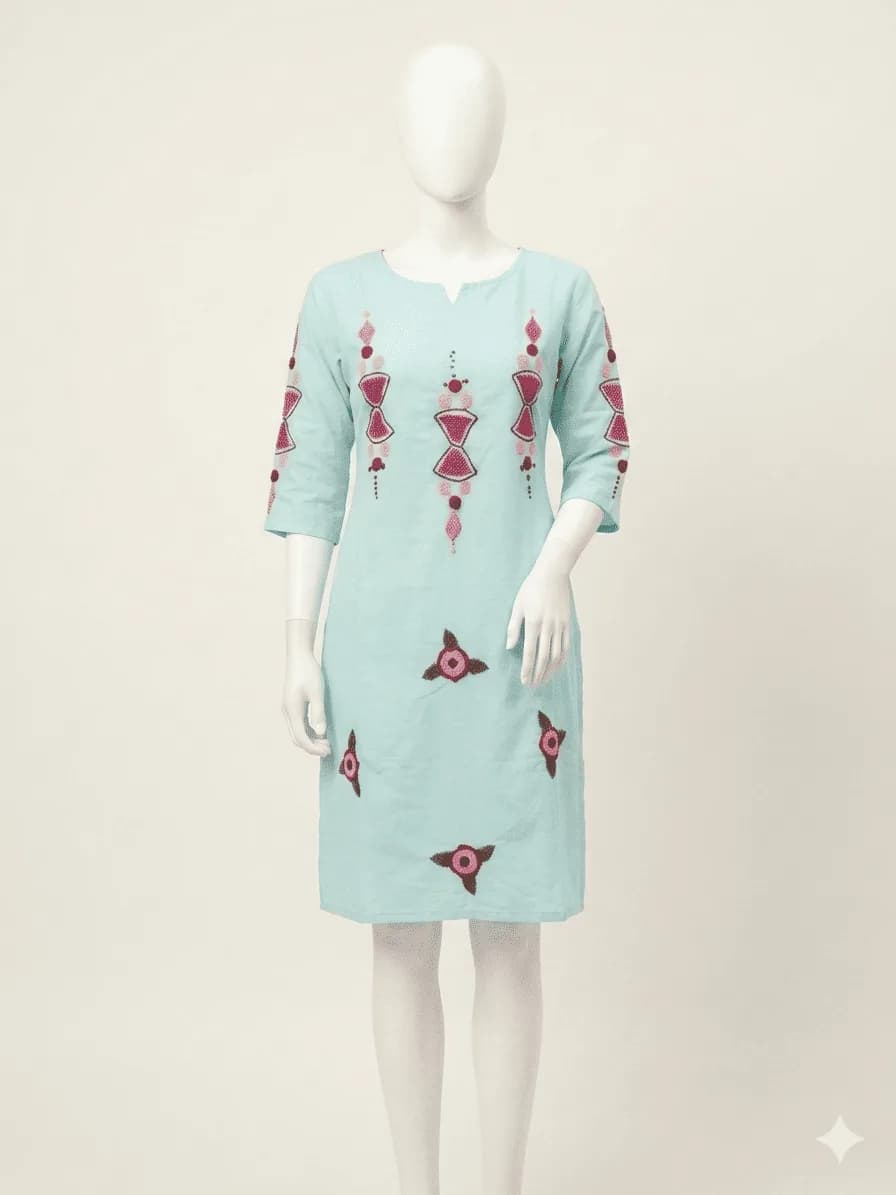 skybluestraightkurti